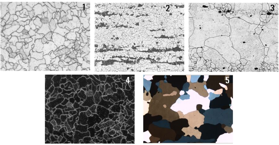 [Translate to chinese:] Reference images used with LAS Grain Expert to help users choose the most appropriate algorithm to detect grain boundaries.