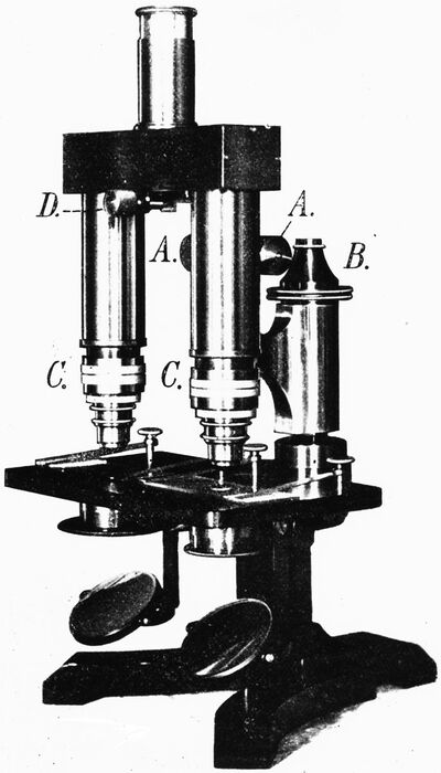 The first comparison microscope, produced in 1911 by the Optical Institute of Wilhelm and Heinrich Seibert in Wetzlar.