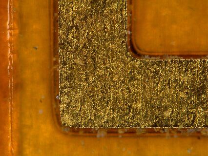 Gold (Au) plated bonding pad, automotive electronics, 360:1 total magnification