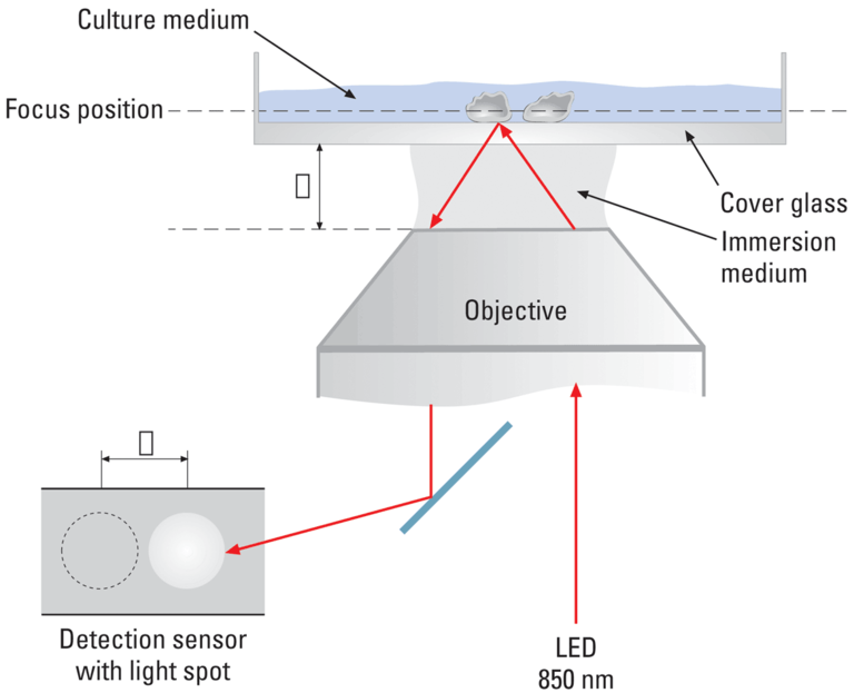 Leica Adaptive Focus Control의 작동 원리.