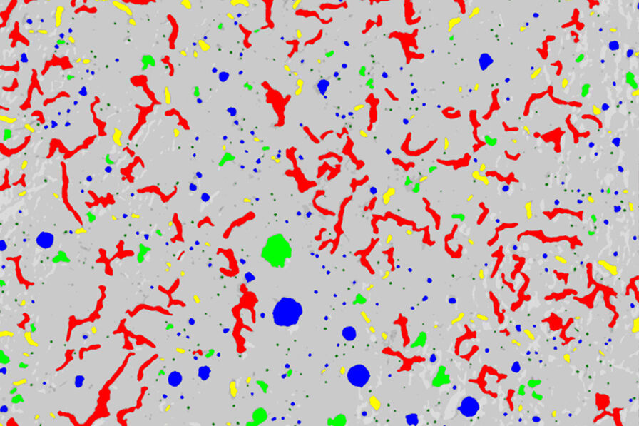 Image mettant en évidence la microstructure graphite de fonte d’acier. 