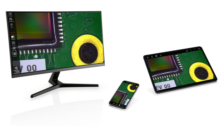 O software Enersight pode ser operado diretamente em um monitor ou com dispositivos móveis.