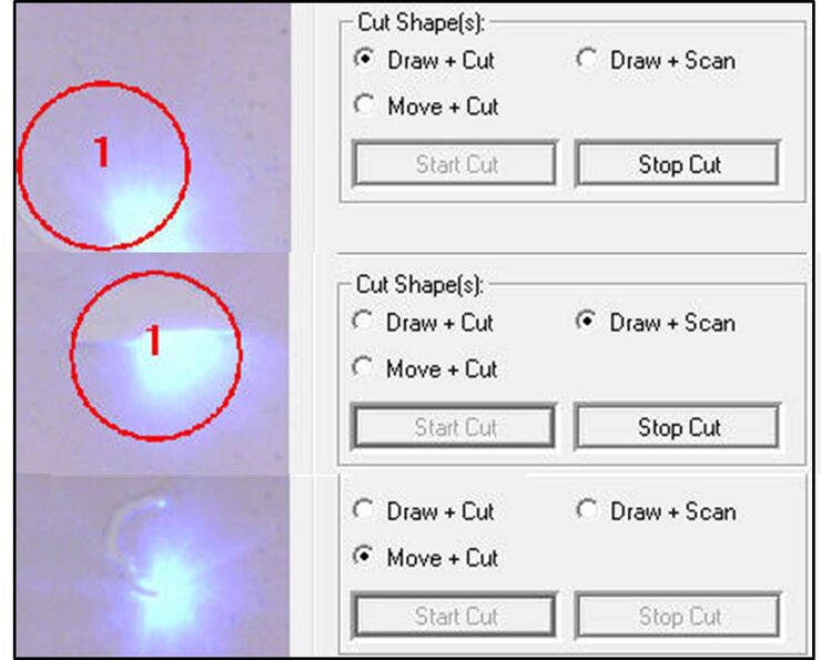 Diferentes modos de corte y herramientas de dibujo