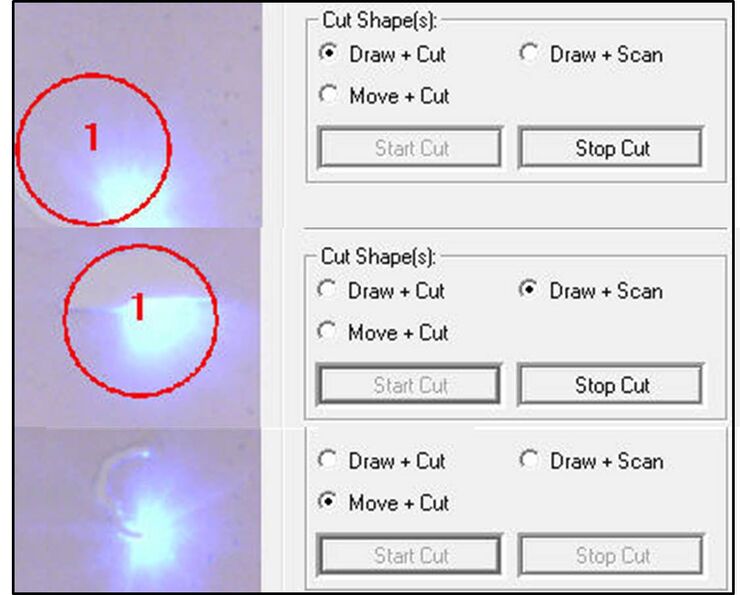 Diferentes modos de corte y herramientas de dibujo