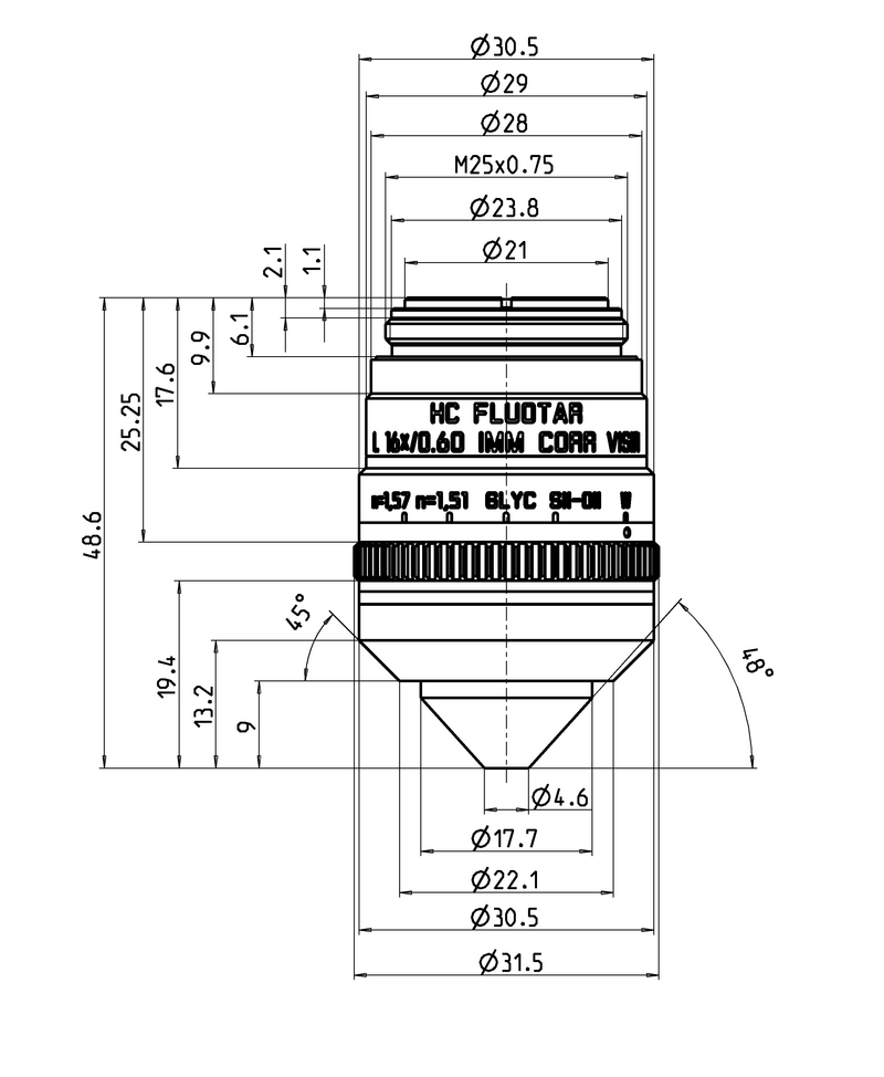 HC FLUOTAR L 16x/0,60 IMM CORR VISIR