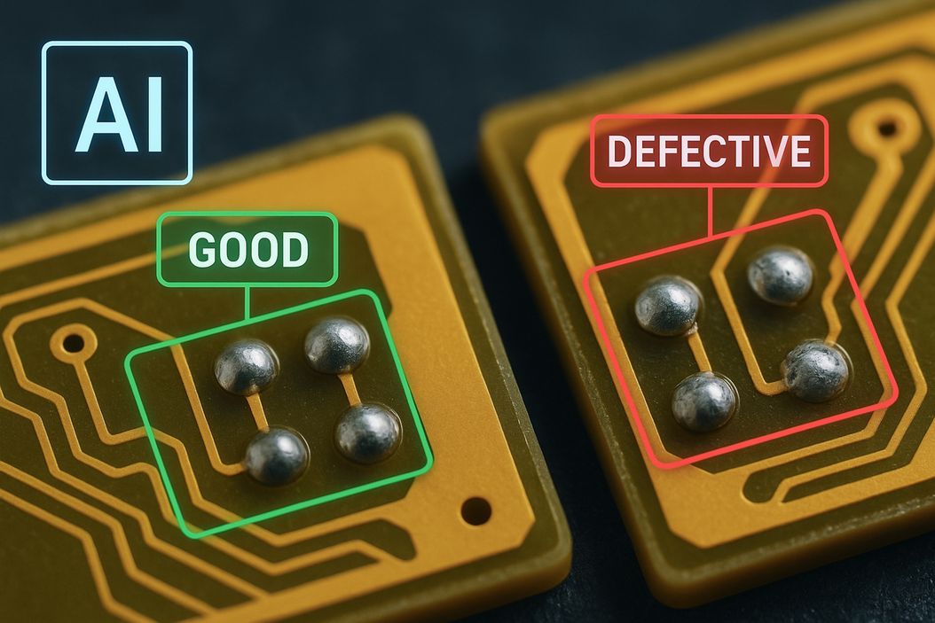 AI-based inspection detects, classifies, and measures defects directly in microscope images of components. AI_inspection_highlighting_defects_on_industrial_components_AdobeStock_1614350159.jpg