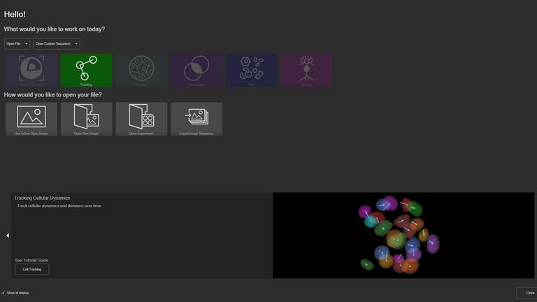 Aivia Launchpad helps users to get started on the target analysis with a Tutorial Guide and by launching the pre-set Guided Sequence for the analysis workflow.