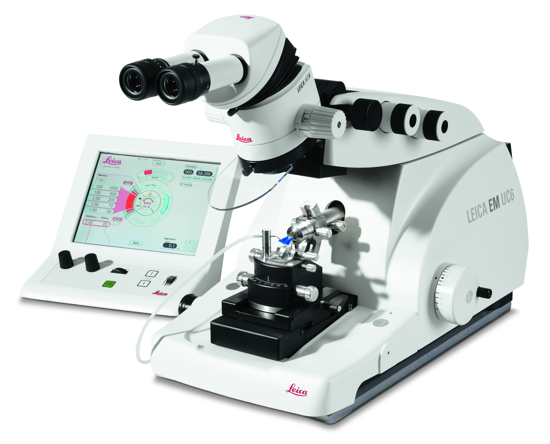 O ultramicrótomo para secionamento ultrafino de amostras de espécimes biológicos e industriais Leica EM UC6