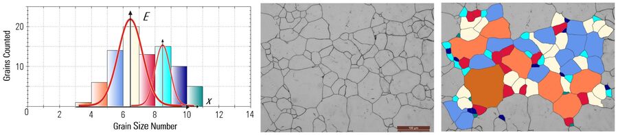 Histogram obtained with duplex grain size analysis