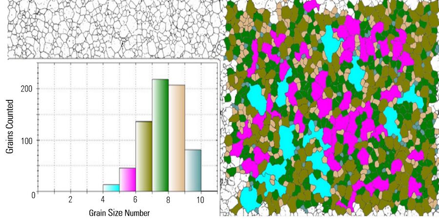 Distribution in grain size number for a steel alloy.