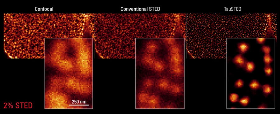 TauSTED 660 at extremely low STED power on COS7 cells immunostained for nuclear pores