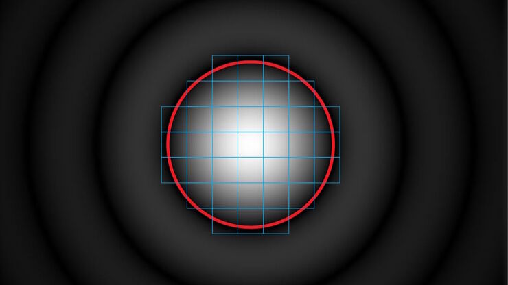 Pinhole diameter and diffraction pattern. Pinhole diameter and diffraction pattern.