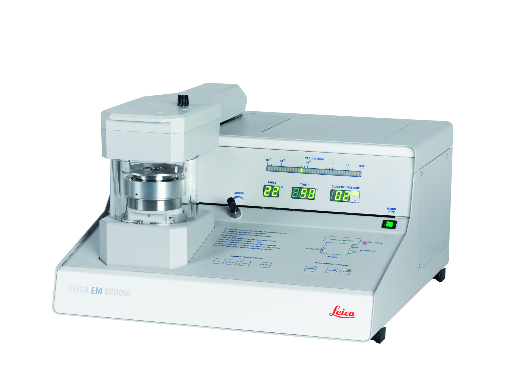 Dispositivo de metalización en frío Leica SCD050 para recubrimiento SEM o análisis de muestras EDX/EDS