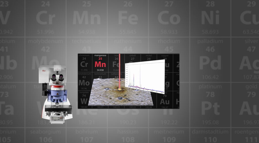 Optical microscopy combined with laser spectroscopy: DM6 M LIBS 2-in-1 solution for visual and chemical analysis.