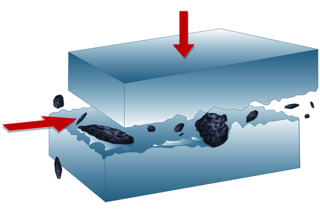 Particulate contamination in between moving metal plates. Particulate_contamination_in_between_moving_metal_plates_2.jpg