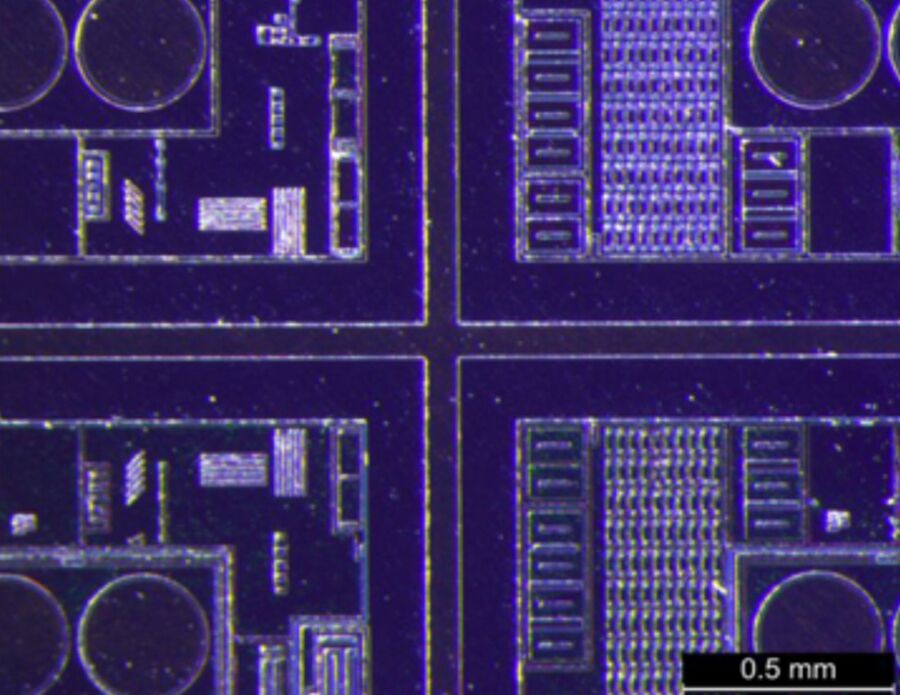 Part of a wafer imaged with ring light