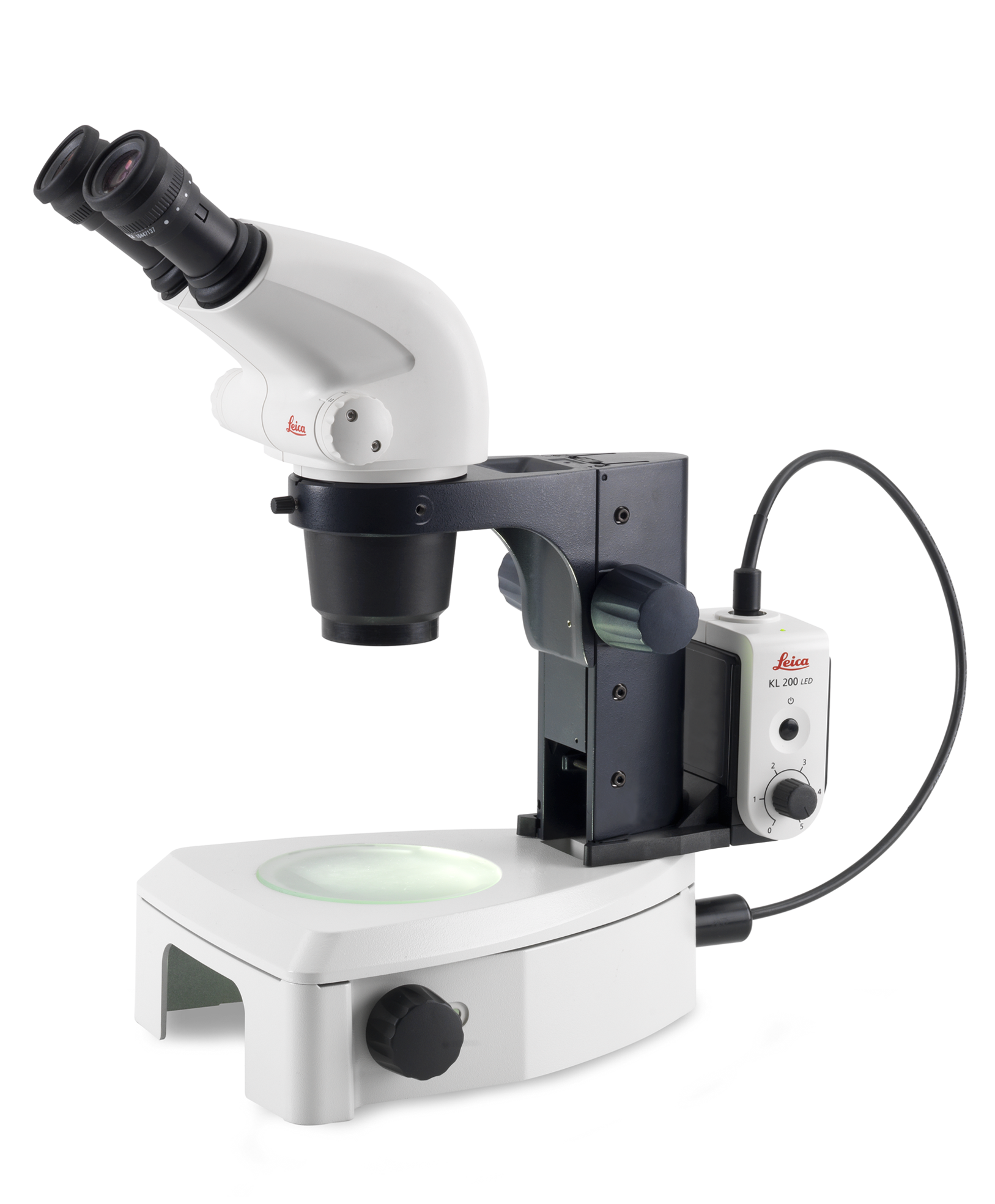 L'éclairage KL200 LED sur un stéréomicroscope Leica S4 E