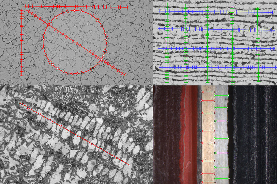 Imágenes de una aleación empleada para el análisis estereológico de la microestructura.