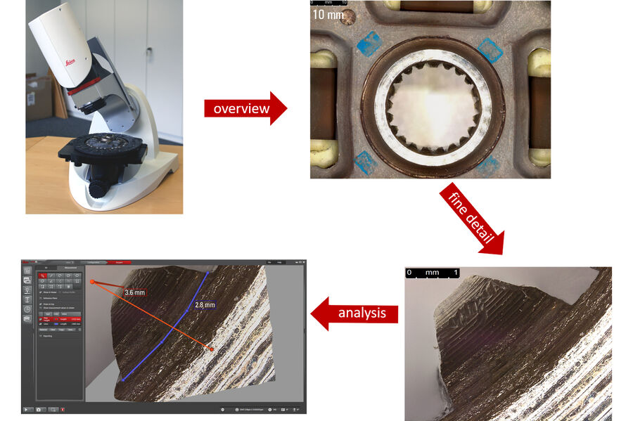 Investigation of a clutch splined hub showing a 3D image of a tooth with step height.