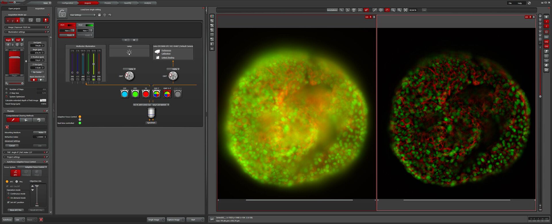 Les THUNDER Imagers proposent Computational Clearing à la volée. Un simple clic sur un bouton vous permet d'ajouter THUNDER à votre acquisition et d'obtenir des images nettes.