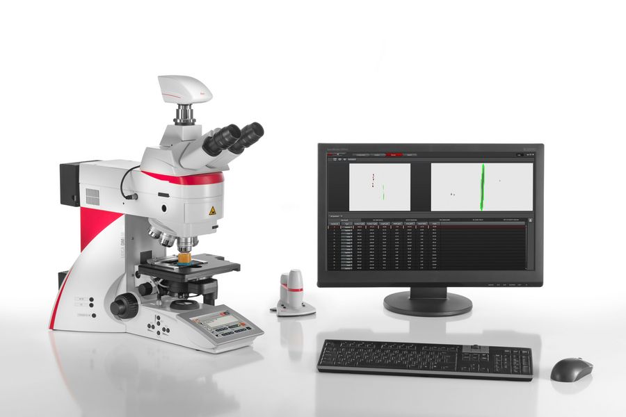 A Leica measurement microscope with LAS X for automated measurements concerning analysis of steel alloy.