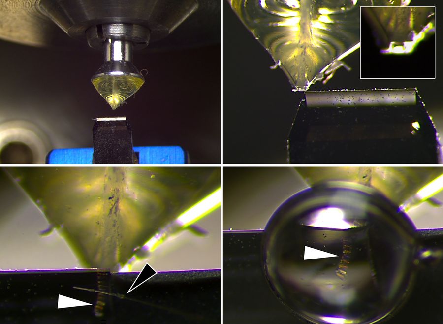 Trimming and sectioning of poly(styrene)-b-poly(isoprene) under cryo conditions. 