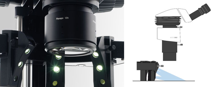 Multi-contrast illumination (MCI), utilizing repeatable contrast with lighting from 2 different directions and angles, is useful for parts and components with hard-to-find details.