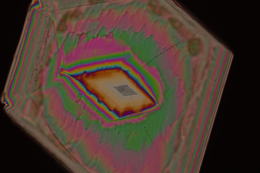 Asparagine crystal imaged with crossed polarizers