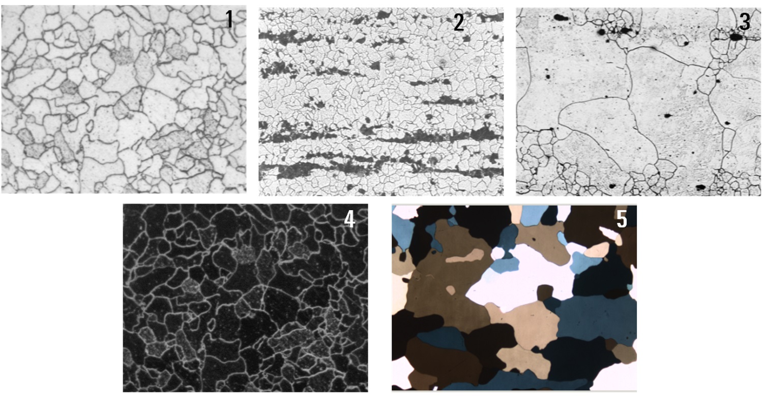 Reference images used with LAS Grain Expert to help users choose the most appropriate algorithm to detect grain boundaries.