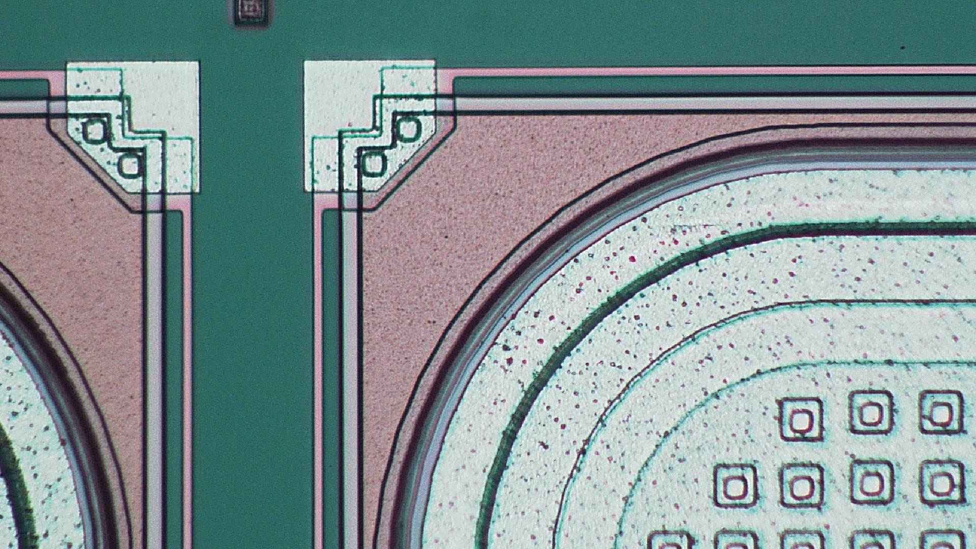 To better see fine details and defects, a semiconductor material can be inspected using a microscope with various types of lighting. This image was taken with coaxial illumination. To better see fine details and defects, a semiconductor material can be inspected using a microscope with various types of lighting. This image was taken with coaxial illumination.